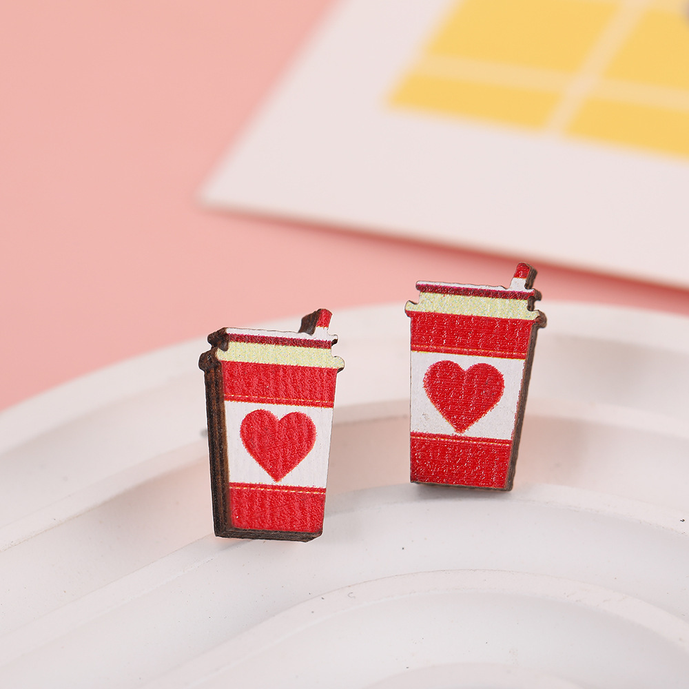 6 Pairs Women's Fashion Cartoon Bear & Rose Stud Earrings